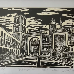 Plaza de Villanueva de los Infantes (Linograbado)